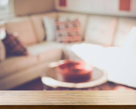 Blurred Living Room with Couches applying Retro Style Filterの写真素材