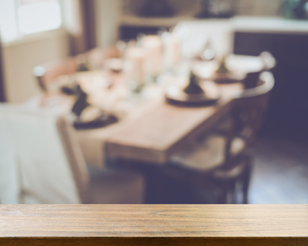 Blurred Dining Room Table with Retro Style Filterの写真素材