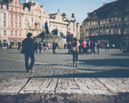 Prague in Czech Republic with Blurred Toursistsの写真素材