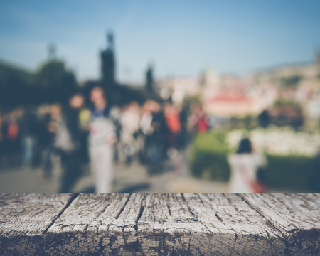 Blurred Toursits Outside in Prague, Czech Republicの写真素材