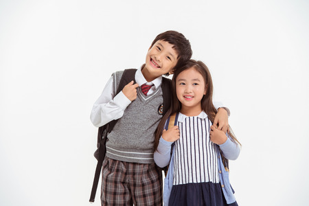 Asian Family Portrait / Isolated on Whiteの写真素材