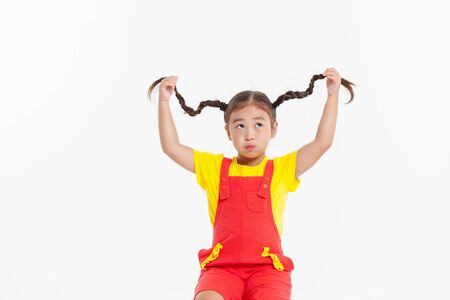 Asian Family Portrait / Isolated on Whiteの写真素材