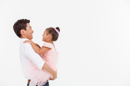 Asian Family Portrait / Isolated on Whiteの写真素材