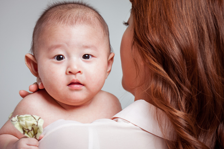 Asian Family Portrait / Isolated on Whiteの写真素材