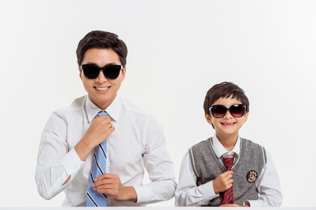 Asian Family Portrait / Isolated on Whiteの写真素材