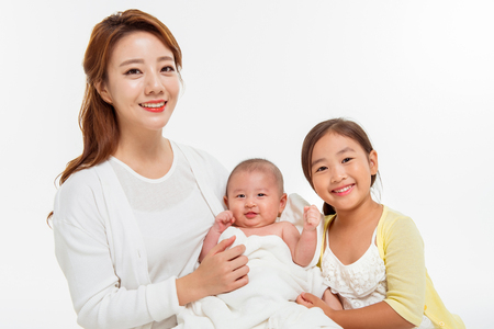 Asian Family Portrait / Isolated on Whiteの写真素材
