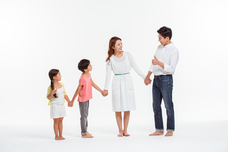 Asian Family Portrait / Isolated on Whiteの写真素材