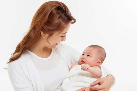 Asian Family Portrait / Isolated on Whiteの写真素材