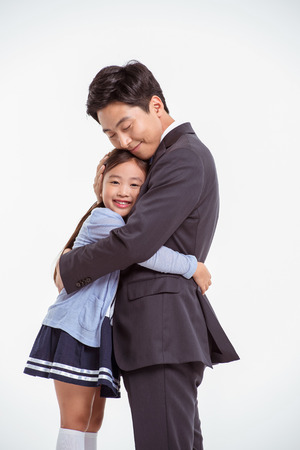 Asian Family Portrait / Isolated on Whiteの写真素材