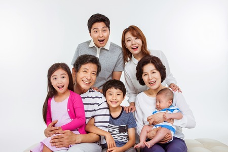Portrait of Happy Asian Familyの写真素材