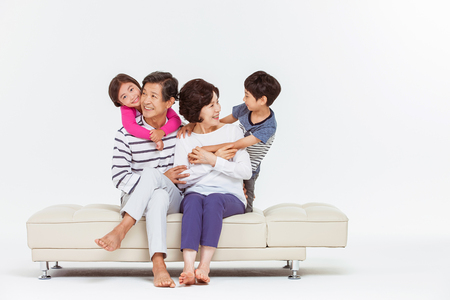 Portrait of Happy Asian Familyの写真素材
