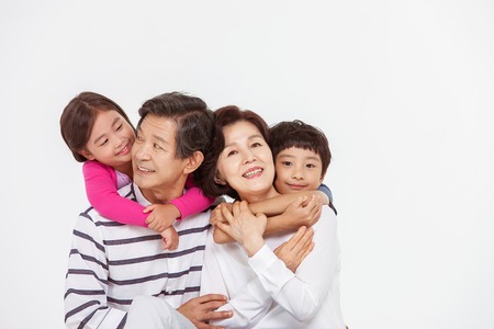 Portrait of Happy Asian Familyの写真素材