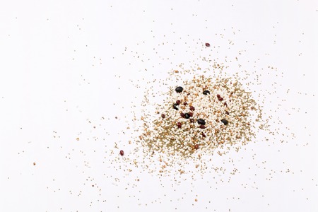 Various Grains and Rice Scattered on Floorの写真素材