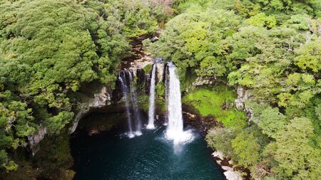 Scenic spots of Jeju seen from the skyの写真素材