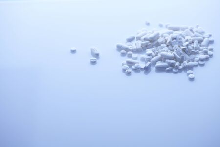 White pills isolatedのeditorial素材
