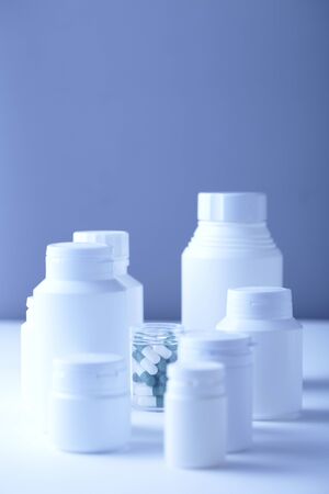 Pill pot and bottlesの写真素材