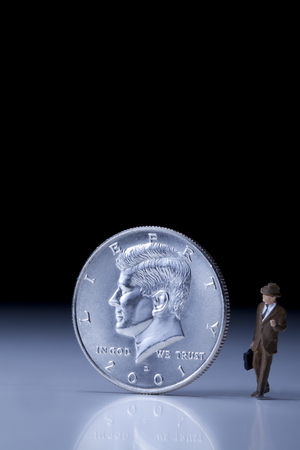 U.S. half dollar with a model figureの写真素材