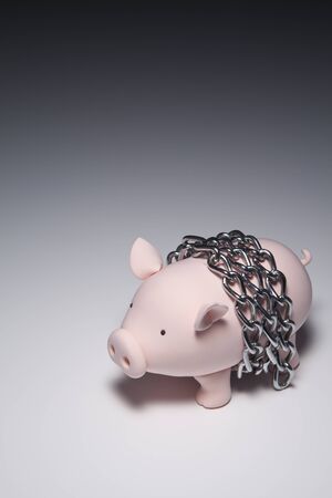 A piggy bank's journey for more moneyの写真素材