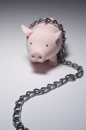 A piggy bank's journey for more moneyの写真素材