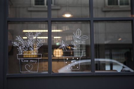 City landscape reflected in windows, Seoul, Korea,のeditorial素材