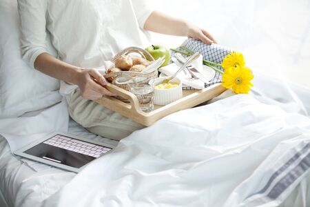 Breakfast In Bed Conceptの写真素材