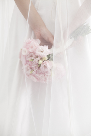 Close-Up Of The Bride In Wedding Dressの写真素材