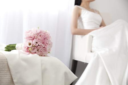 A Bride Getting Ready For Her Weddingの写真素材