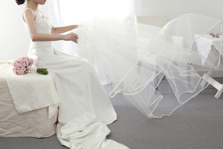 A Bride Getting Ready For Her Weddingの写真素材