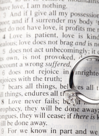 A Wedding Ring On The Texts Of The Bibleの写真素材