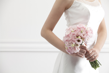 Close-Up Of The Bride In Wedding Dressの写真素材