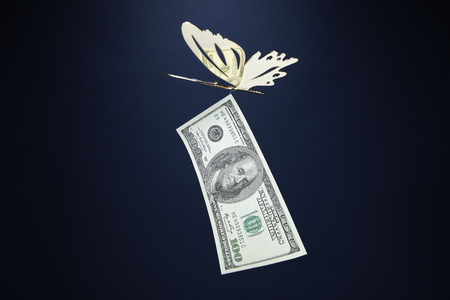 U.S. One Hundred Dollar Bill In A Studio Settingの写真素材