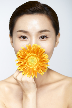 Close-Up Beauty Shot Of A Young Womanの写真素材