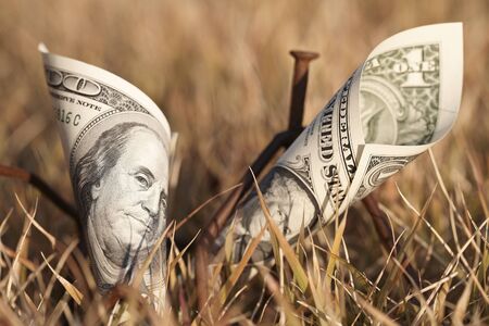 U.S. Dollar Bills Shot Outdoorsの写真素材