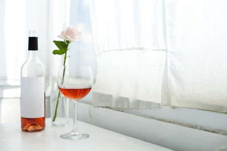 Half Full Wine Glass In An Indoor Settingの写真素材