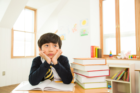 Young Student At The Deskの写真素材