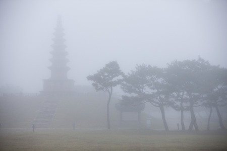 misty Jungangtap Park, South Koreaの写真素材