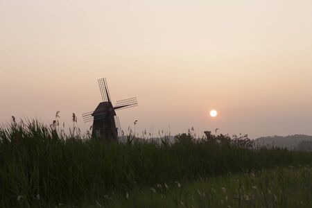 Sorae wetland ecological park, windmills, Incheon, South Korea,の写真素材
