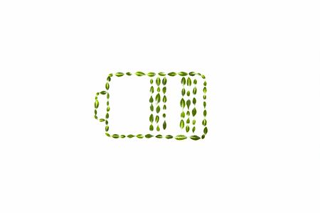 Simple Green Leaf Art Showing A Batteryの写真素材