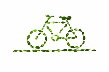 Simple Green Leaf Art Showing A Bicycleの写真素材