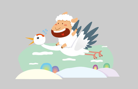 Korean NewYear Illustration, A Year of the Sheep, Chinese Zodiac Signのイラスト素材