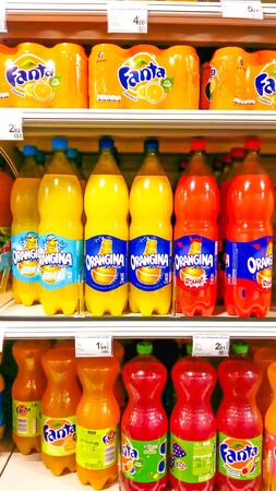 Europe Trip- Supermarket Soda Sectionのeditorial素材