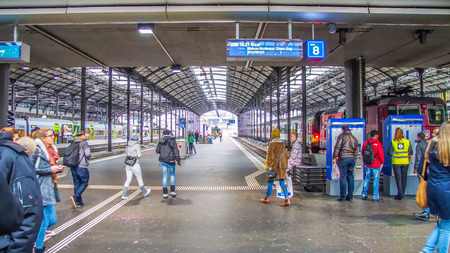 Europe Trip- Train Station In Lucerne, Switzerlandのeditorial素材