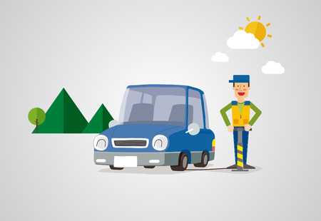 Washing a car - vectorのイラスト素材