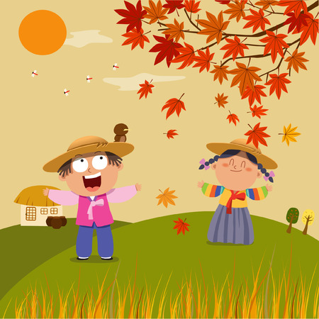 Chuseok Fairy Tales Illustrationのイラスト素材