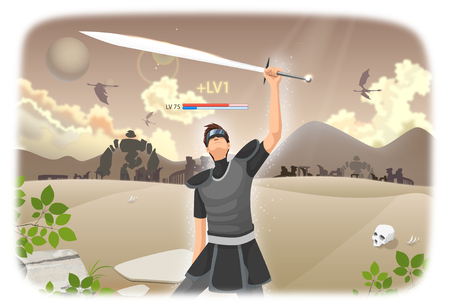 Virtual Reality Experience Vector Illustrationのイラスト素材