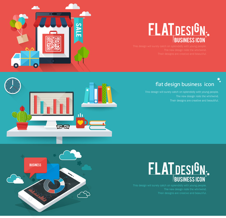 Flat Design Business Iconのイラスト素材