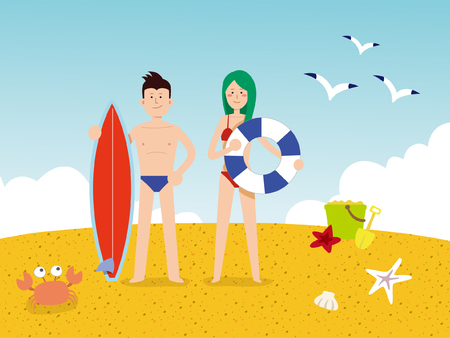 Summer concept illustrationのイラスト素材