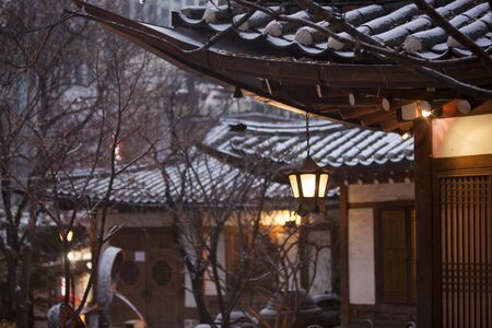 South Korea, Seoul, traditional houses, lanternの写真素材