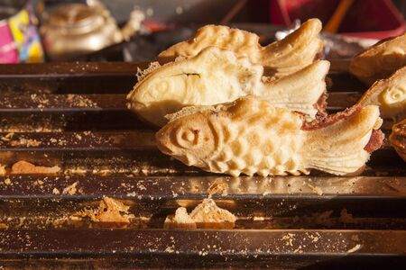Taiyaki, fish-shaped bun, street food, South Koreaの写真素材
