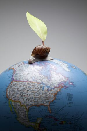 A Globe With A Snail On Itの写真素材